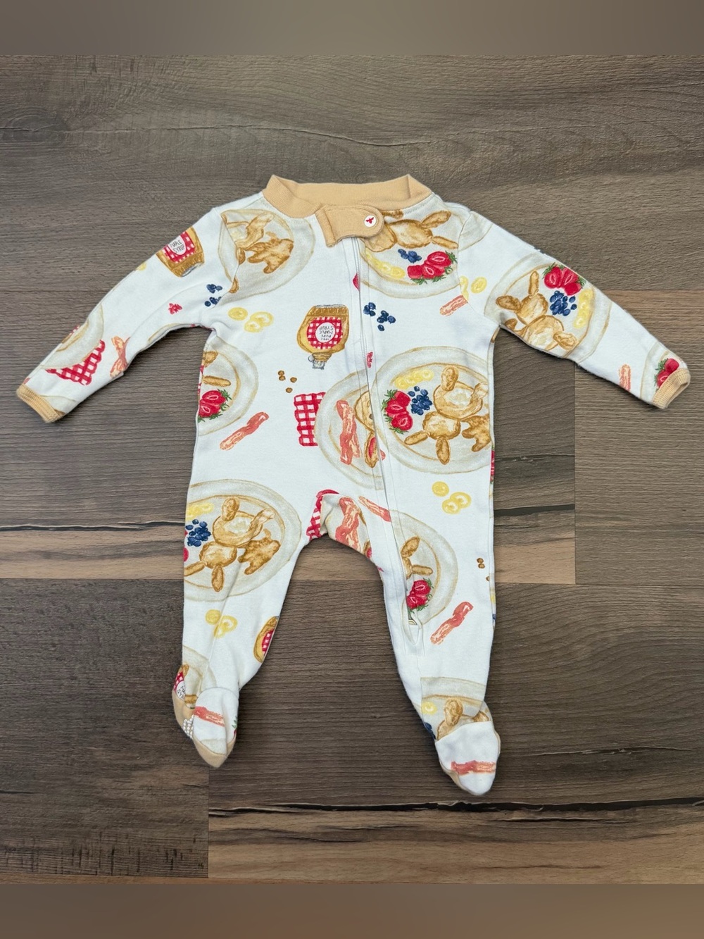 Burt's Bee Baby Pancake Breakfast Zip Front Footie PJs Size Newborn
